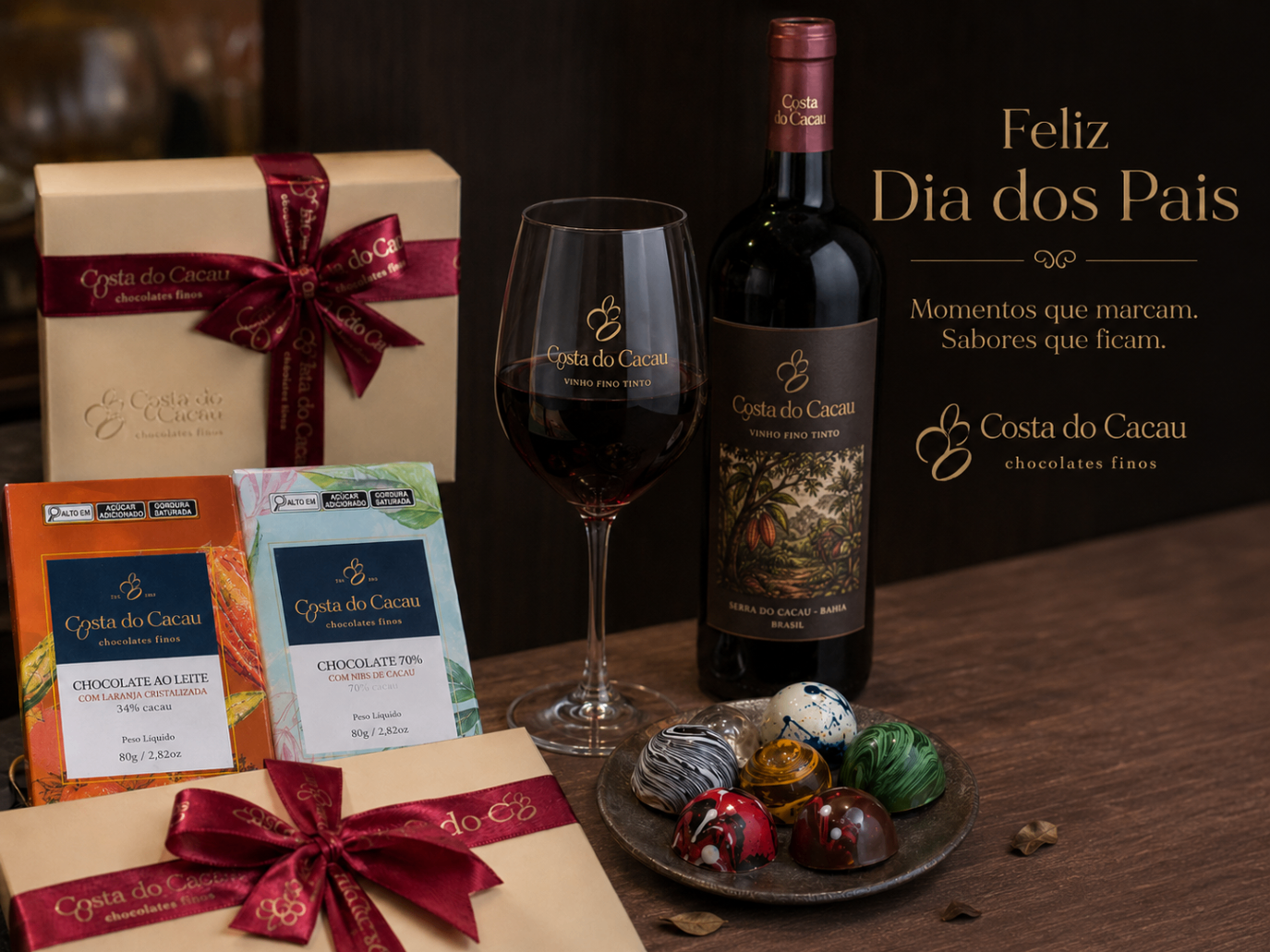 Kit Feliz Dia dos Pais — chocolate & vinho